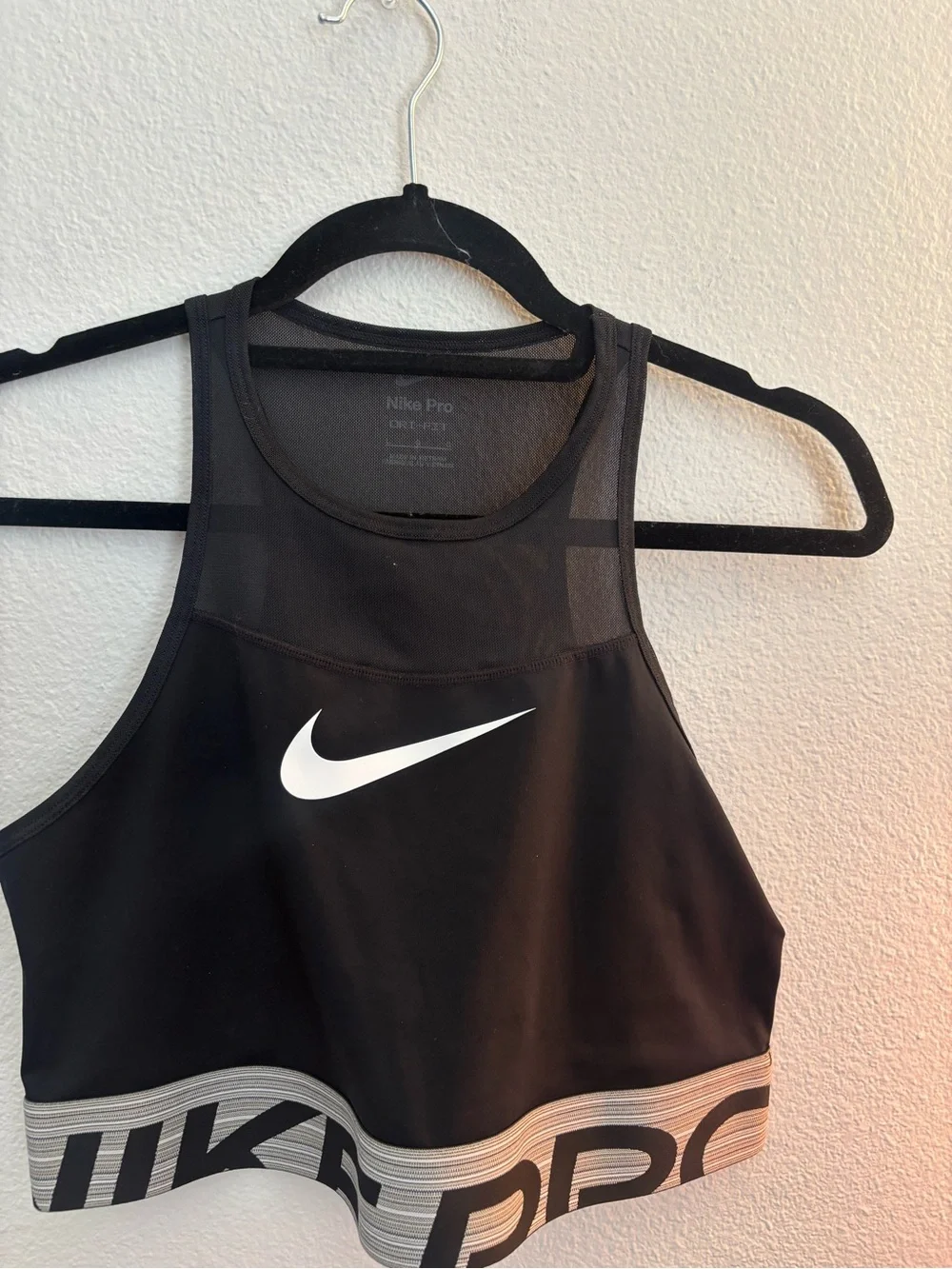 Nike Black and White Pro Racerback Crop sleeveless top